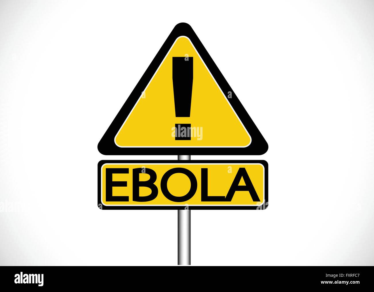 Avviso di strada punto esclamativo avverte circa il virus Ebola concept Illustrazione Vettoriale