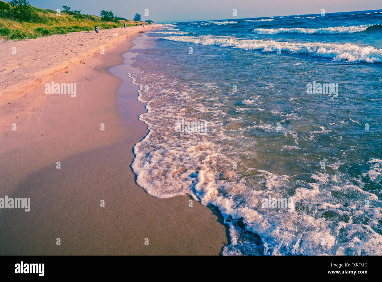 Le rive del lago Michigan a Ludington Dunes State Park, Michigan, Stati Uniti d'America. Foto Stock