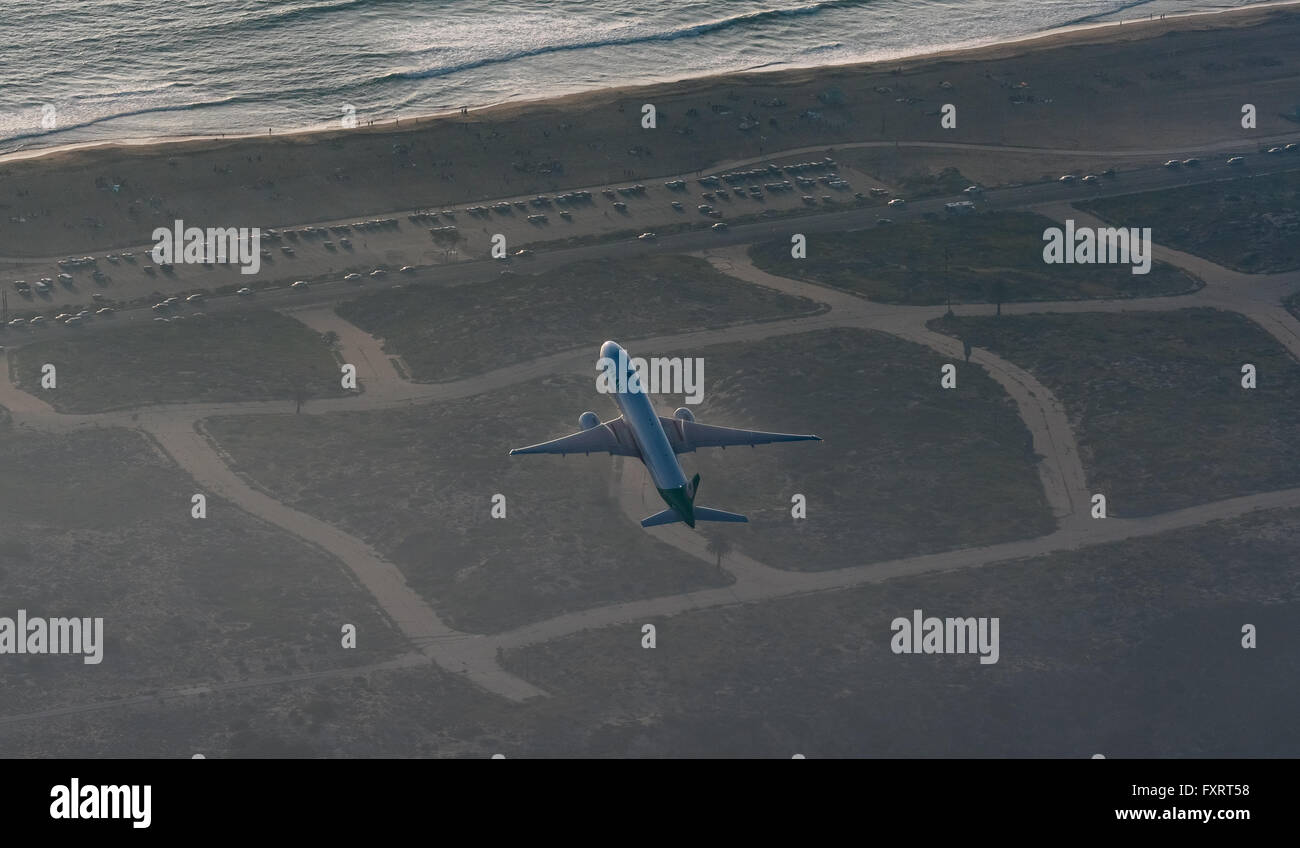 Vista aerea, LAX, l'Aeroporto Internazionale di Los Angeles, pista, la sabbiatura a getto, Los Angeles, nella contea di Los Angeles, California, Stati Uniti d'America, Foto Stock