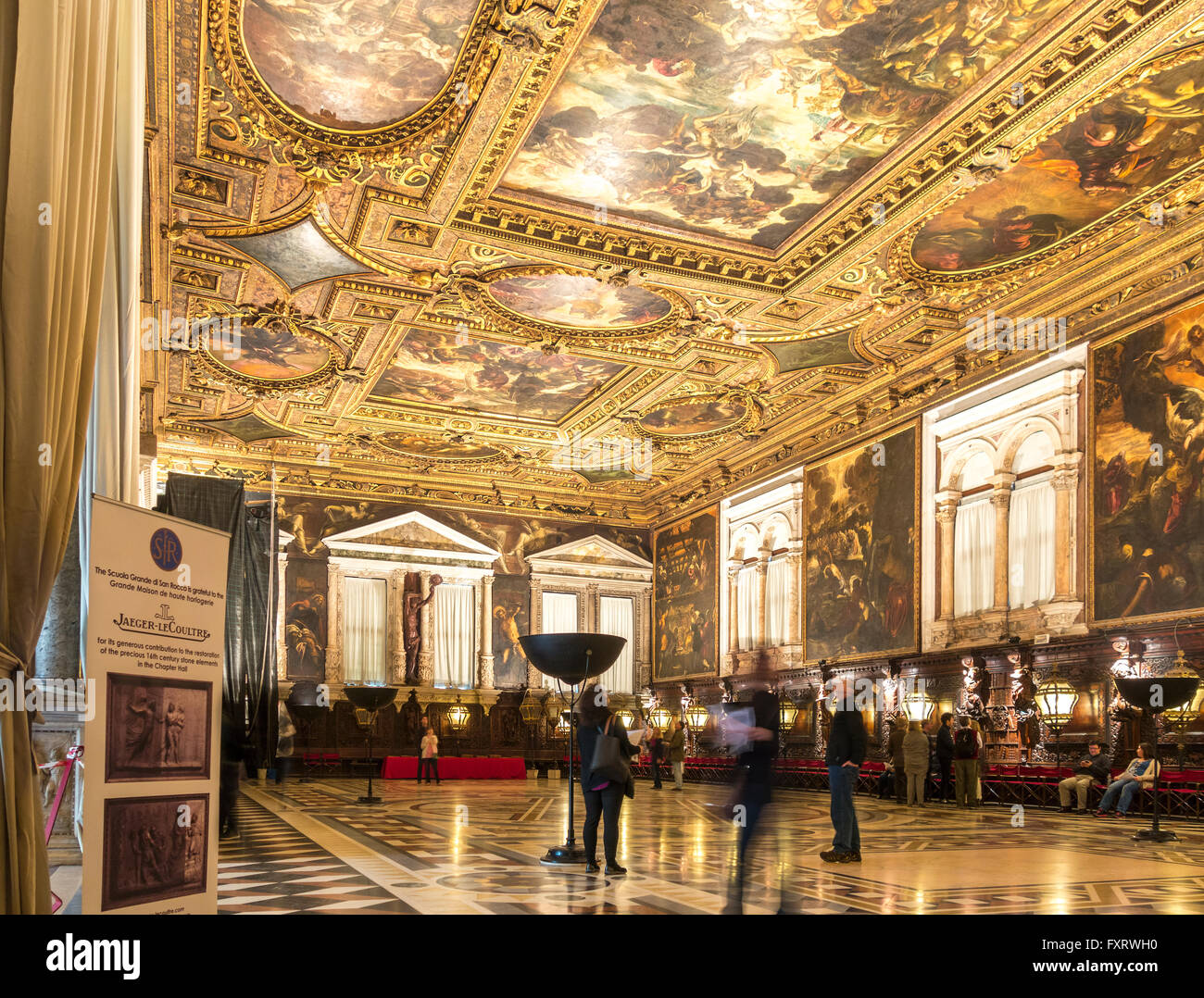Venezia, Scuola Grande di San Rocco, Sala Superiore - Sala superiore interno decorato da Tintoretto. Foto Stock