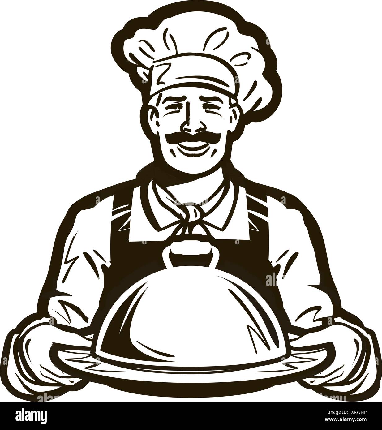 Cook, Chef logo vettoriale. ristorante, cafe o piatto, pasto, icona di cibo Illustrazione Vettoriale