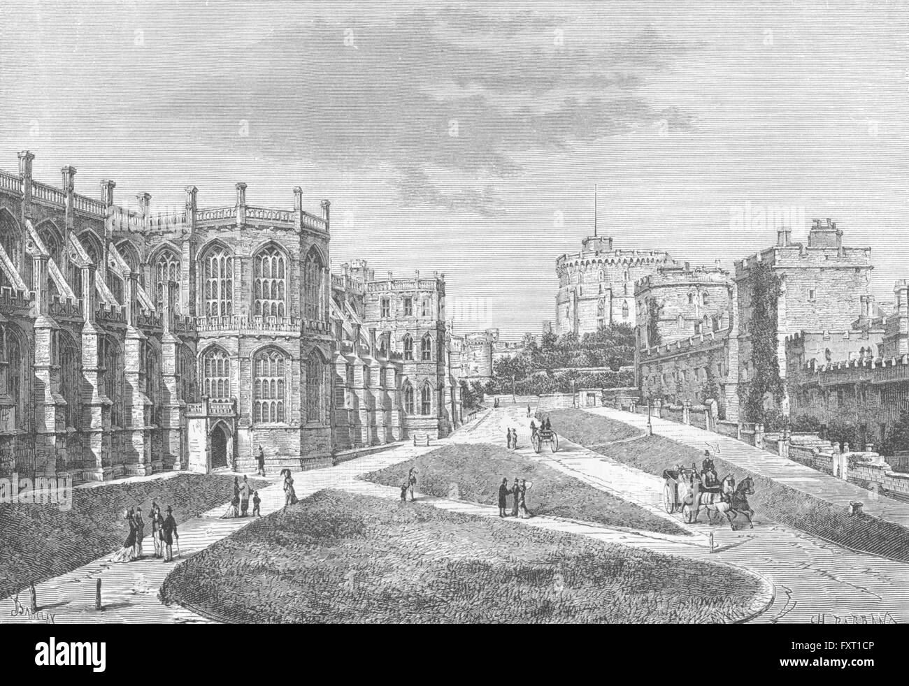 BERKS: Il Castello di Windsor, antica stampa c1885 Foto Stock
