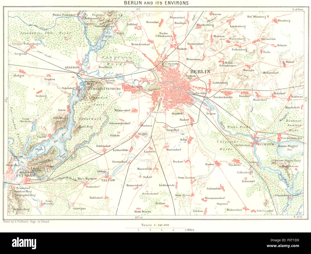 Germania: zona di Berlino, c1885 mappa antichi Foto Stock