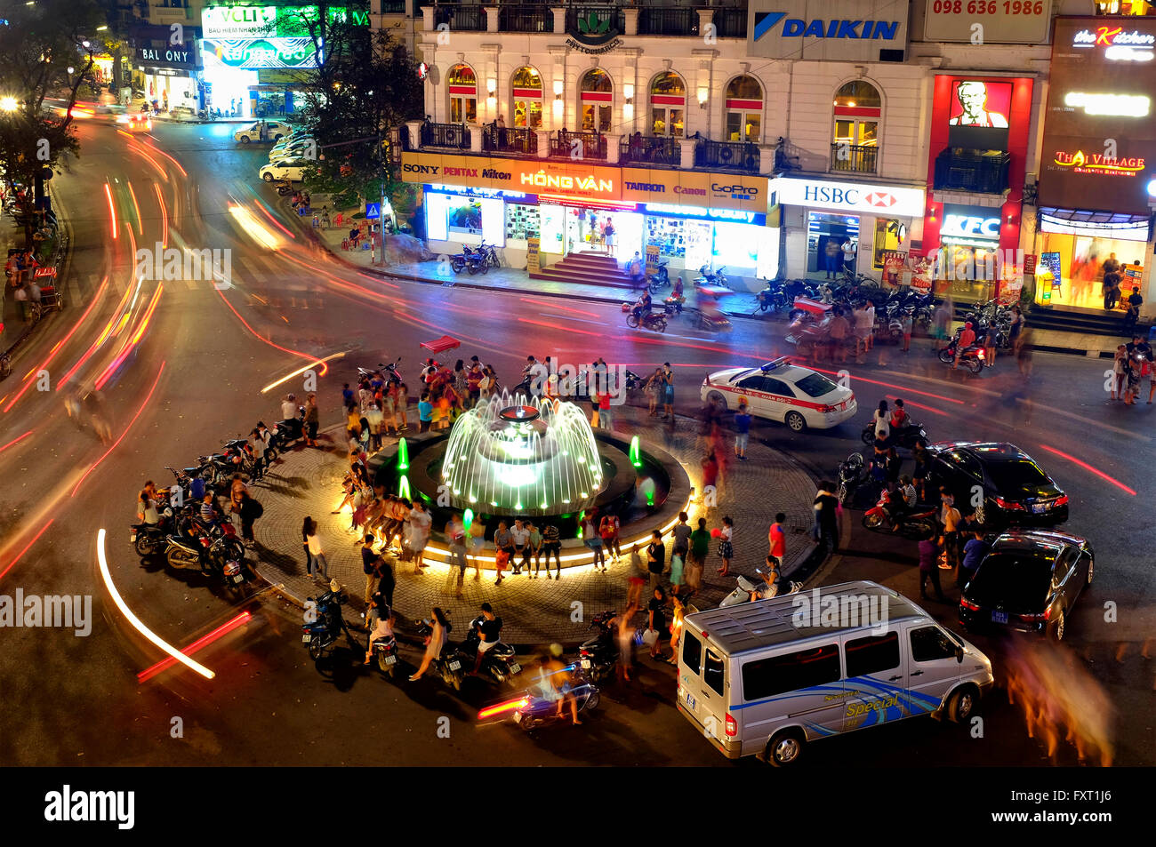 Fontana nel prosciutto Mappa Ca bivio in Hanoi, Vietnam Foto Stock