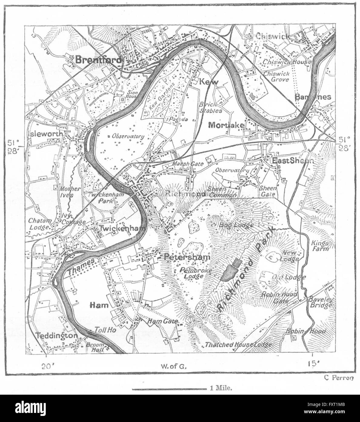Londra: Kew & Richmond, schizzo, c1885 Foto Stock