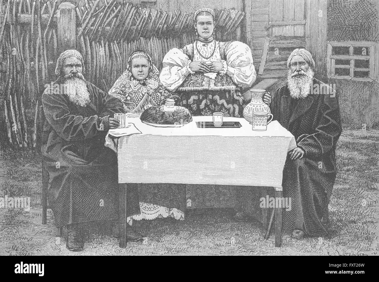 RUSSIA: Tipi e costumi in Nijni-Novgorod, antica stampa c1885 Foto Stock
