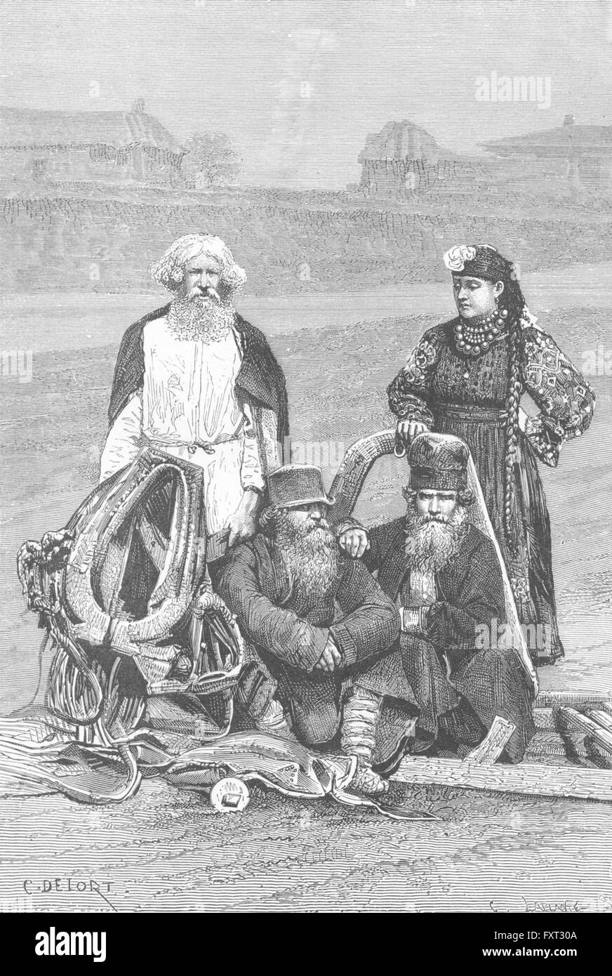 RUSSIA: Tipi e costumi, Govt di Oryol, antica stampa c1885 Foto Stock