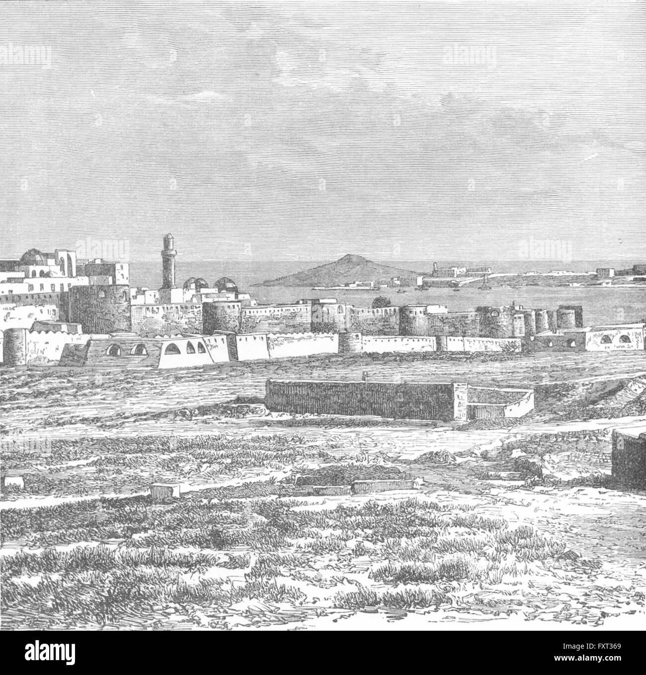 Azerbaigian: Baku & Cape Bail-Burni, antica stampa c1885 Foto Stock