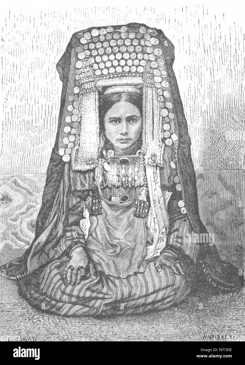 ASIA: Turkoman testa femmina-abito, antica stampa c1885 Foto Stock