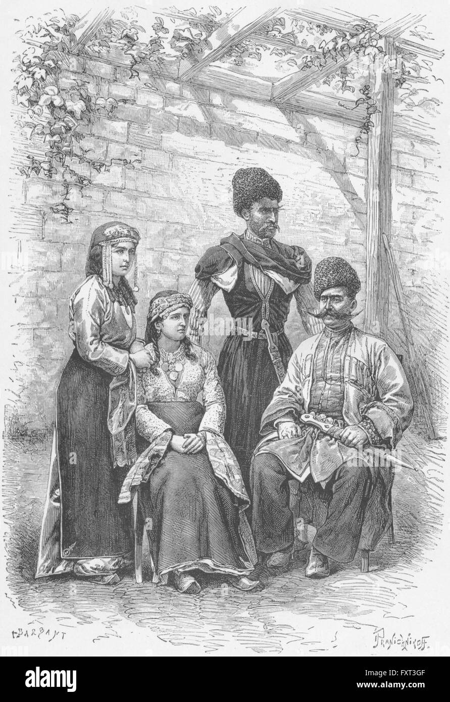 ARMENIA: tipi di Armeno e costumi, antica stampa c1885 Foto Stock