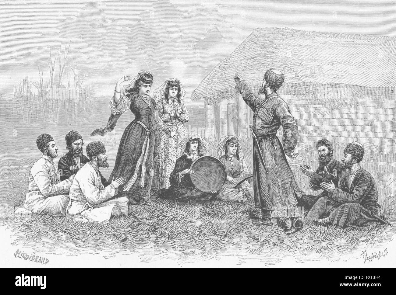 La Georgia: Imerian tipi e costumi-ballerini, antica stampa c1885 Foto Stock