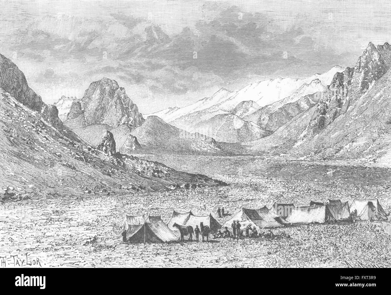 INDIA: Karakash superiore Valle, antica stampa c1885 Foto Stock