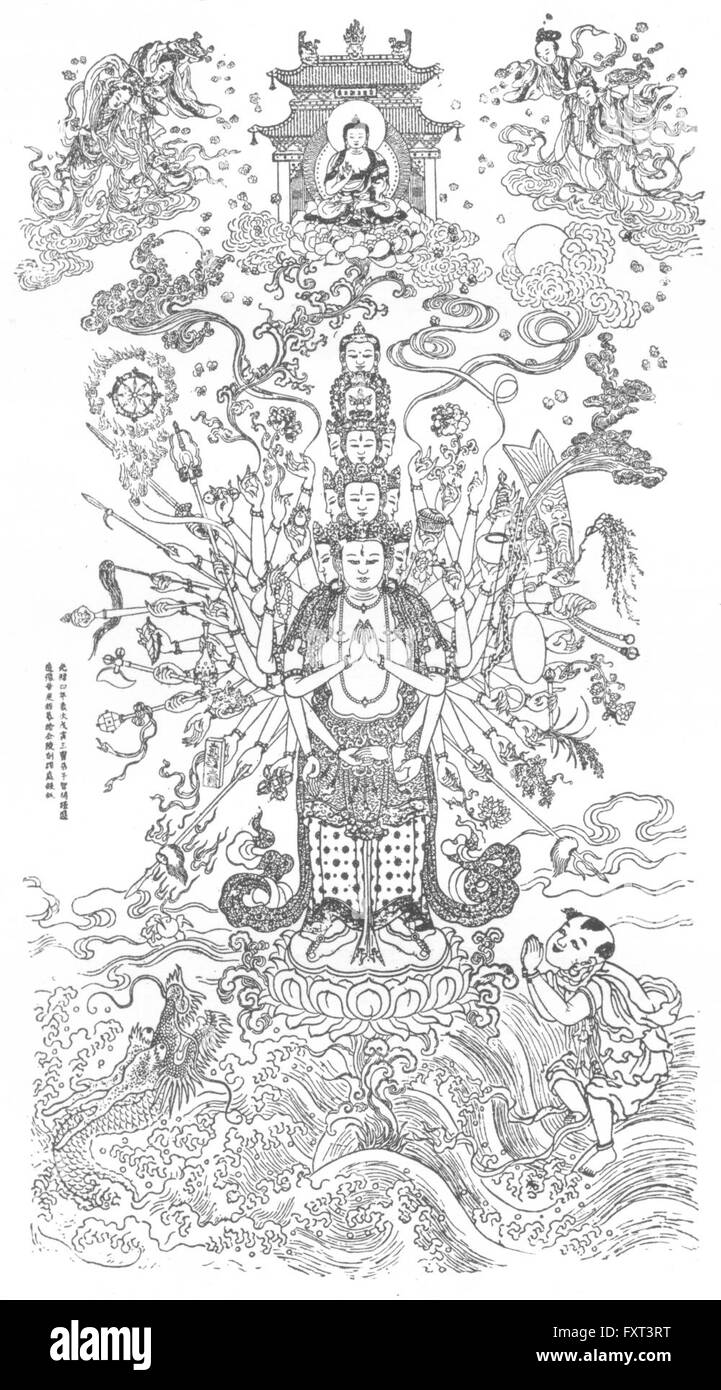 Cina: Dea Kwanyin, antica stampa c1885 Foto Stock