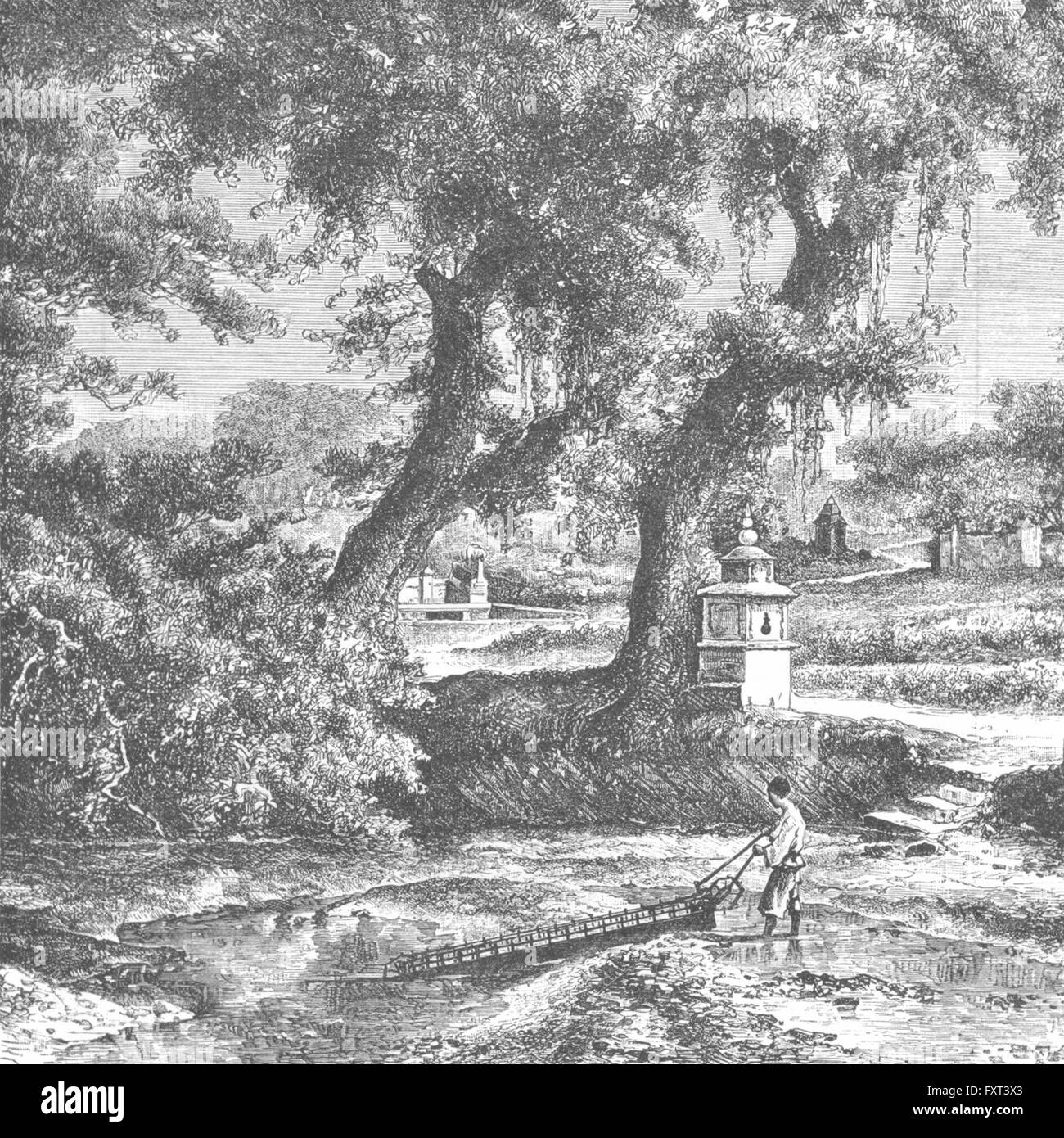 Cina: Pompa di irrigazione, sud, antica stampa c1885 Foto Stock