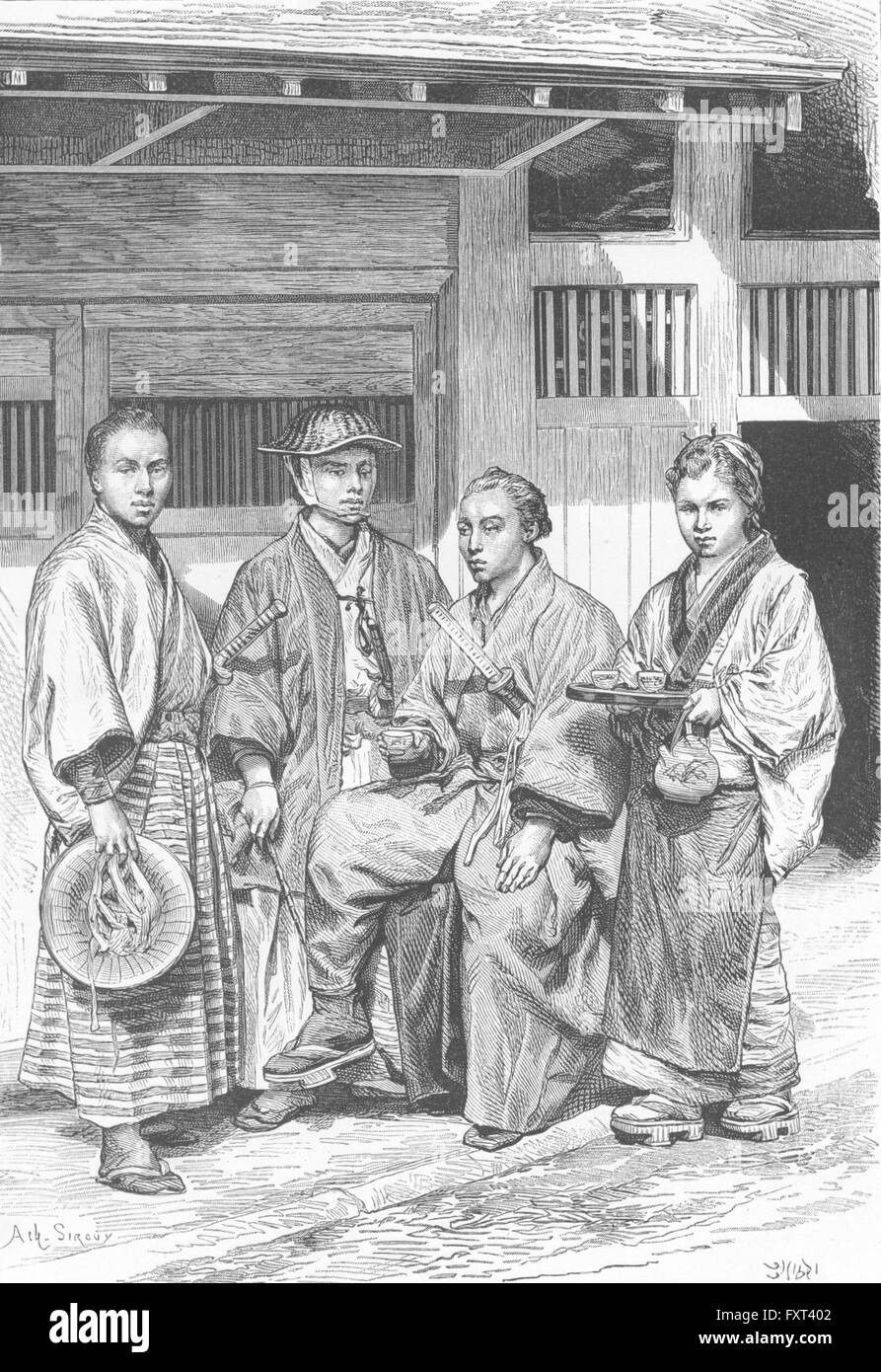 Giappone: Tipi e costumi dei cittadini Tokyo, antica stampa c1885 Foto Stock