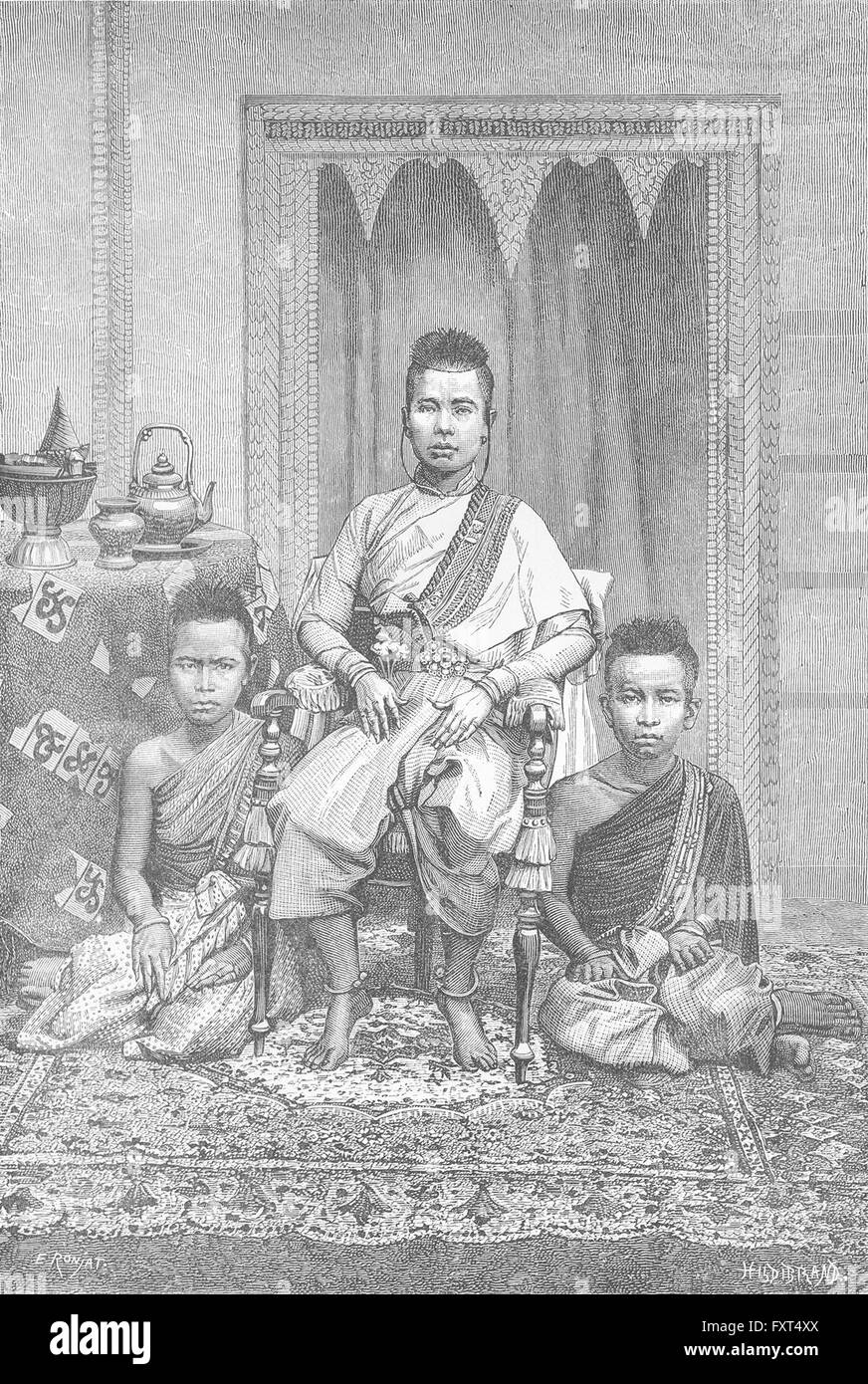 Cambogia: Types-Queen cambogiano Madre, antica stampa c1885 Foto Stock