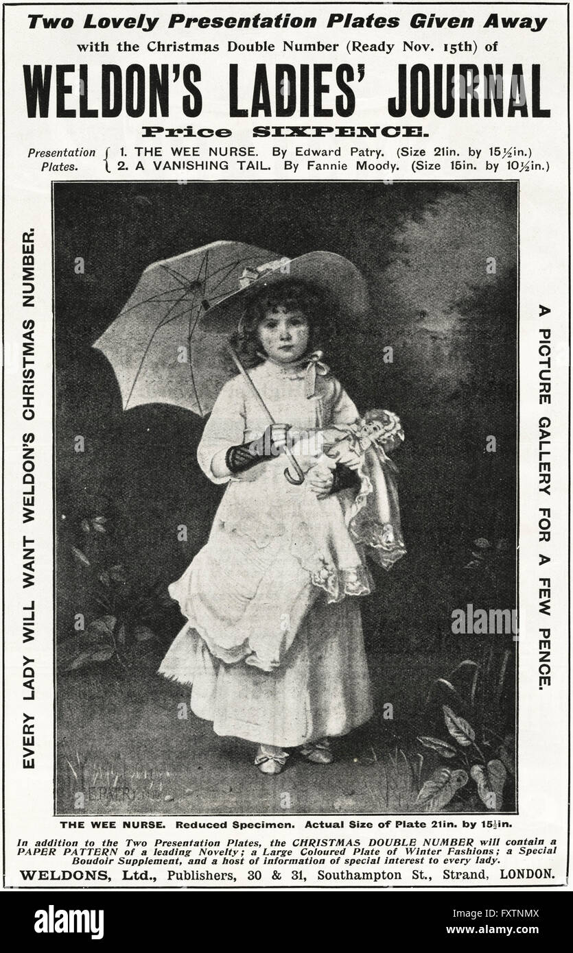 Originale vecchia vintage magazine advert dalla tarda epoca vittoriana datata 1900. Pubblicità Pubblicità Weldon il Signore ufficiale Foto Stock