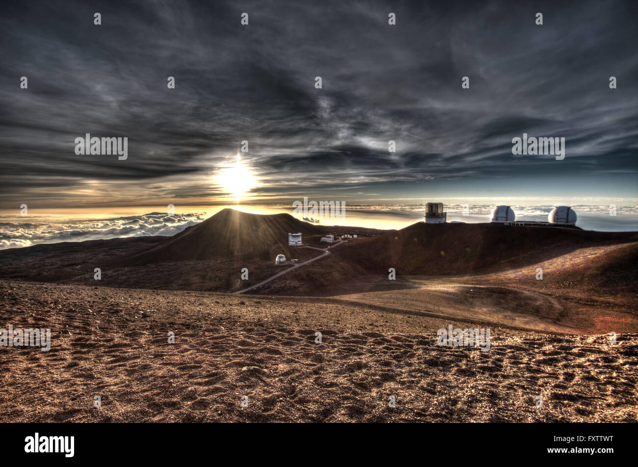Telescopi sulla sommità del Mauna Kea Mountain, Big Island delle Hawaii, 2016 Foto Stock