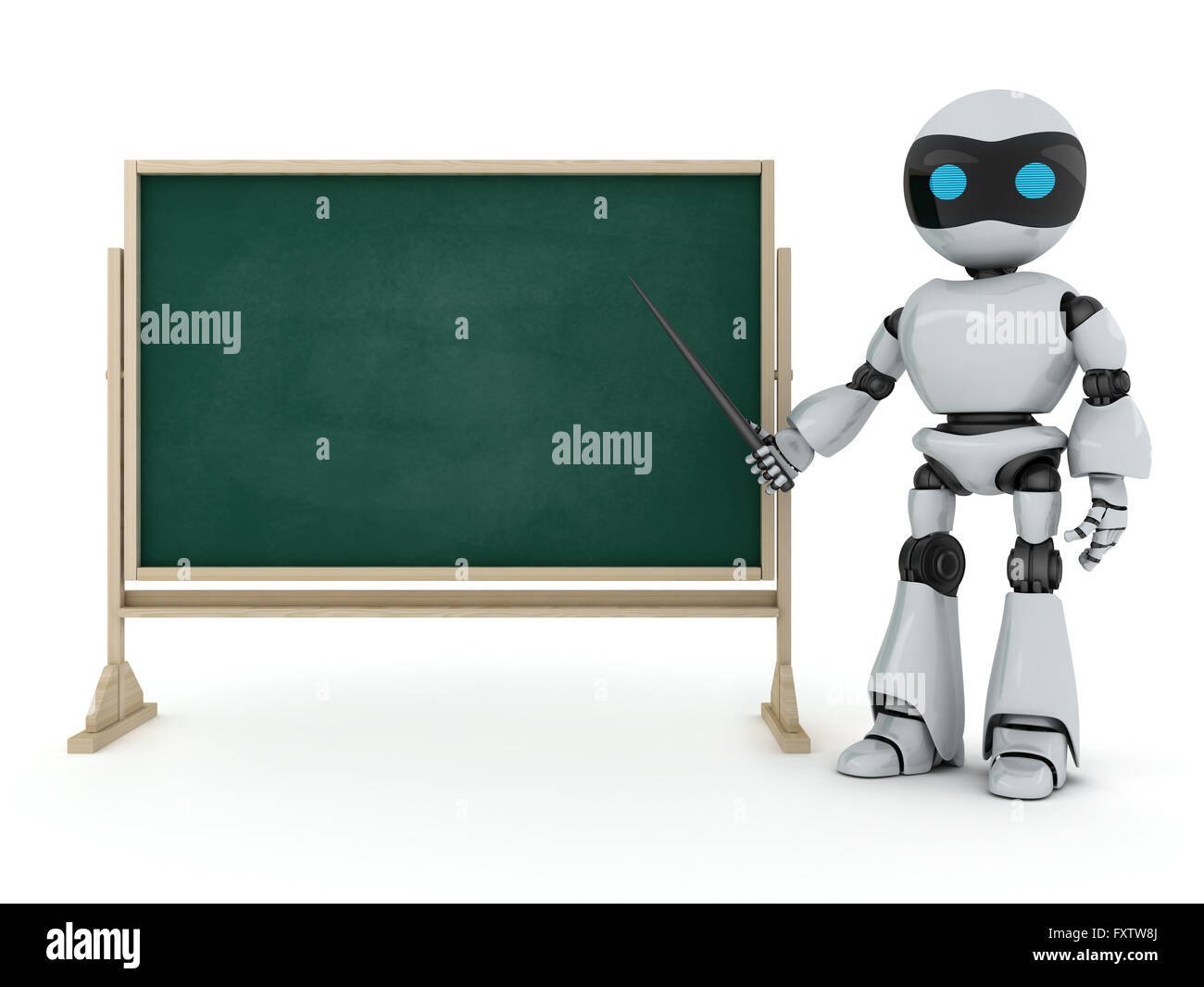Robot e-learning (fatto in 3d, su sfondo bianco) Foto Stock
