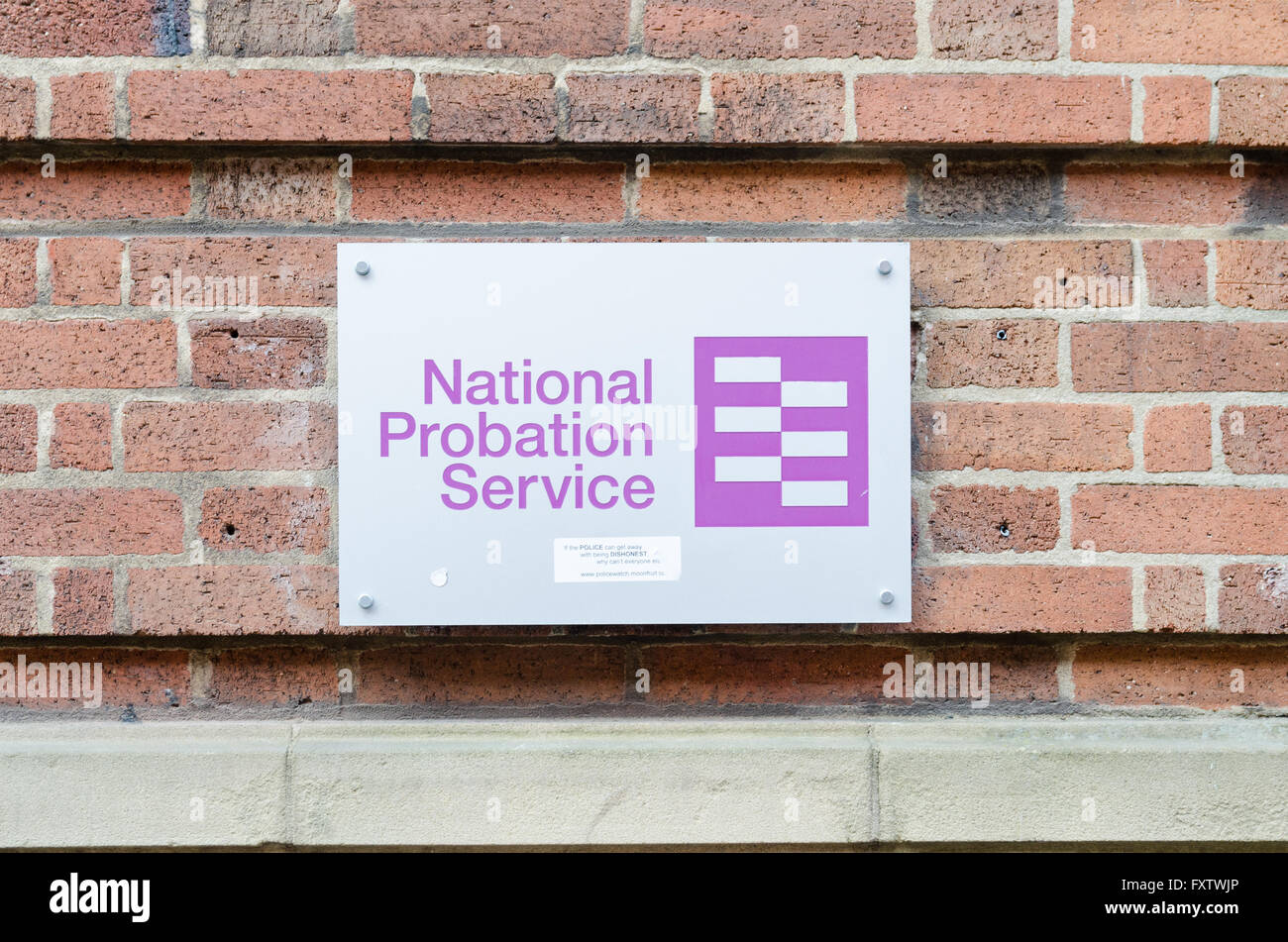 Segno sulla parete per il National Probation Service Foto Stock