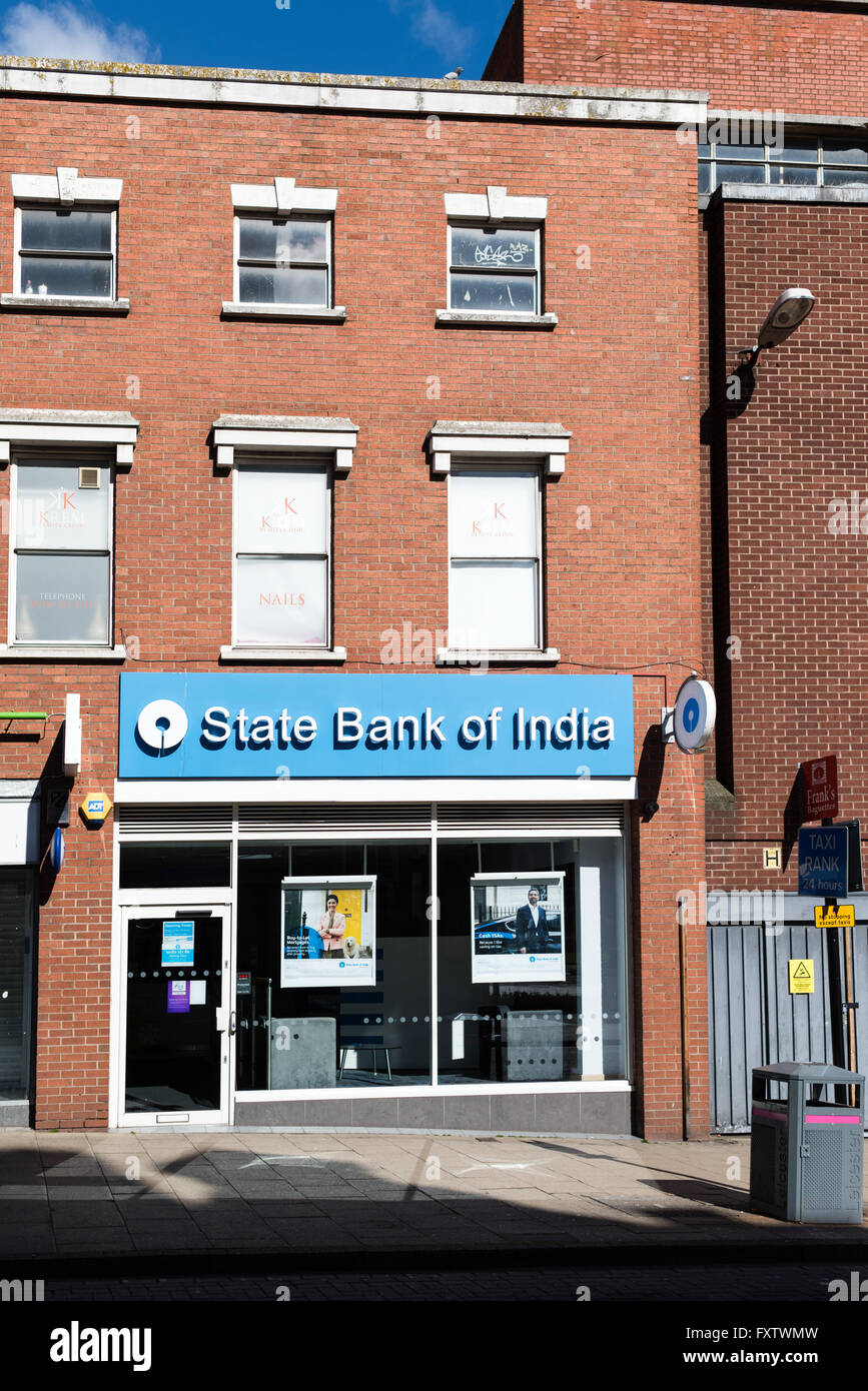 Banca dello stato dell India ,Leicester City Center,UK. Foto Stock