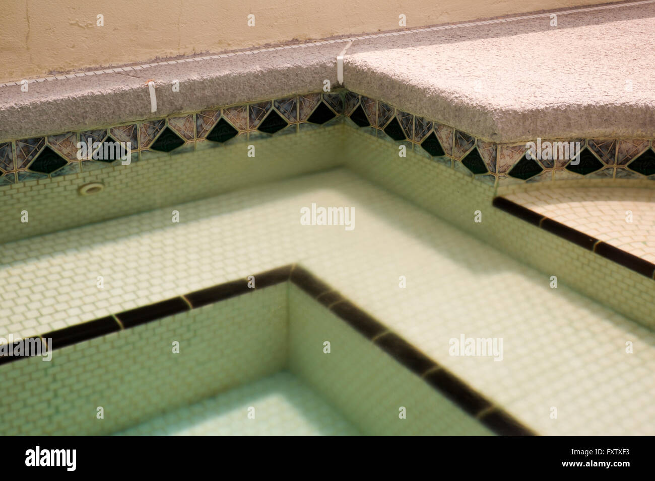 Dettaglio di un angolo in una vasca calda ad un RV Resort nel sud del Texas, Stati Uniti d'America Foto Stock