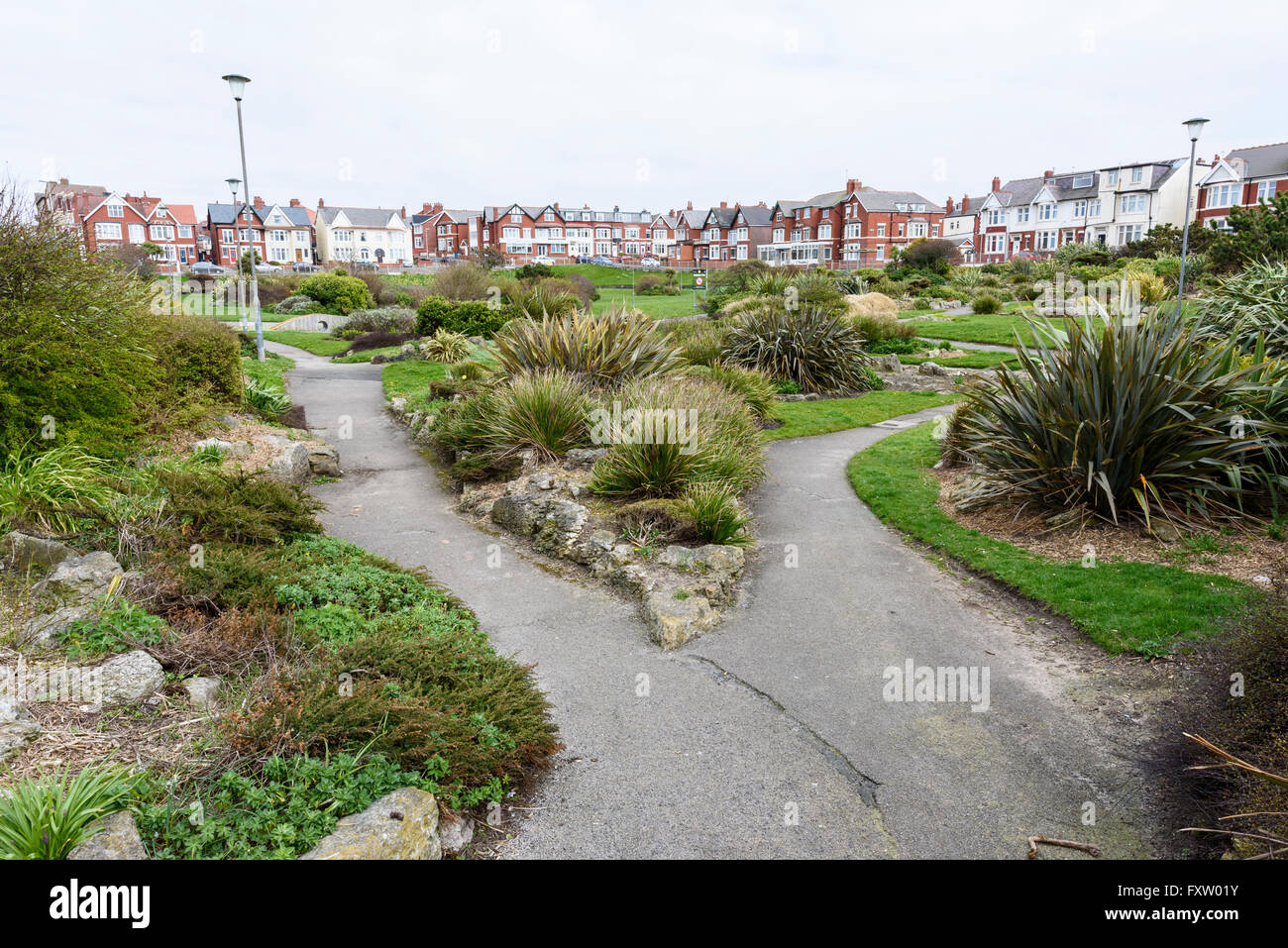 Vista su tutta gynn park, un pubblico spazio aperto a Blackpool, Lancashire Foto Stock
