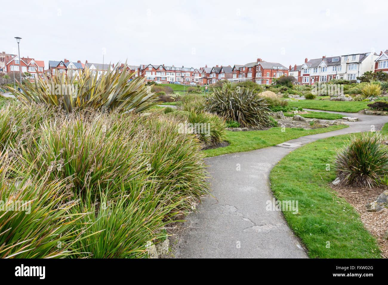 Vista su tutta gynn park, un pubblico spazio aperto a Blackpool, Lancashire Foto Stock