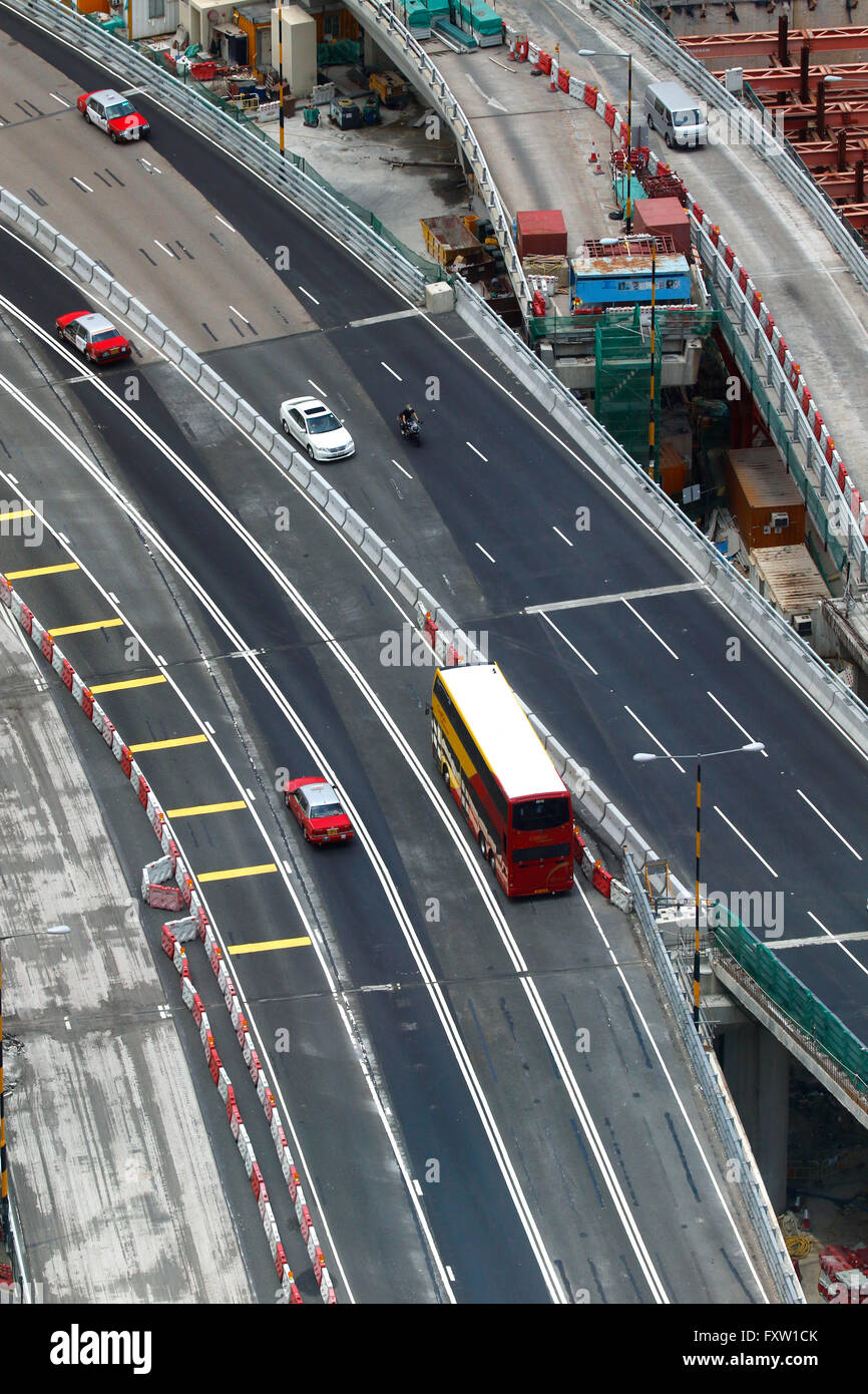 TAXI BUS & traffico leggero HONG KONG CINA 03 Maggio 2015 Foto Stock