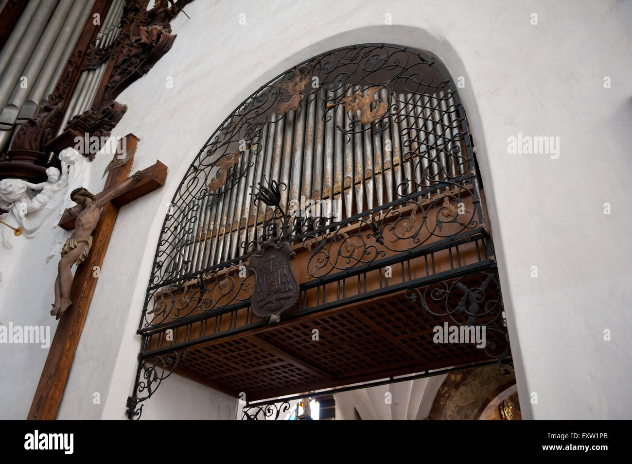 Organo di ornati in Gdansk Oliwa Archcathedral Basilica della Santissima Trinità, la Beata Vergine Maria e di san Bernardo, Bazylika polacco Foto Stock