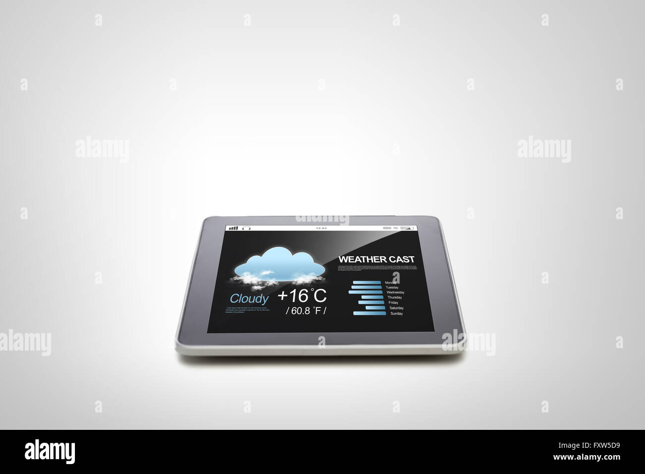 Close up di tablet pc dotato di meteorologia Foto Stock