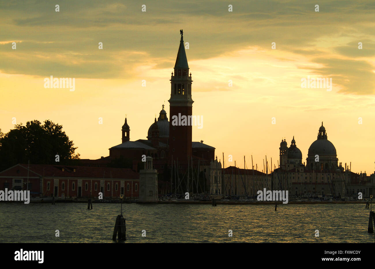 SAN GIORGIO MAGGIORE AL TRAMONTO Venezia Italia 03 Agosto 2014 Foto Stock