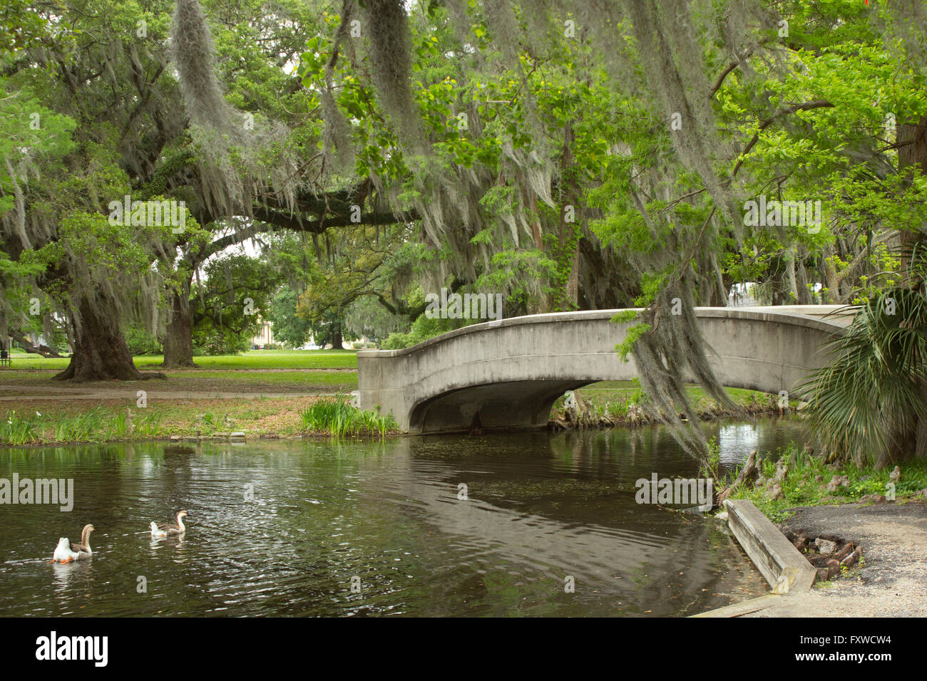 WPA progetto ponte pedonale a New Orleans' parco della città. Foto Stock