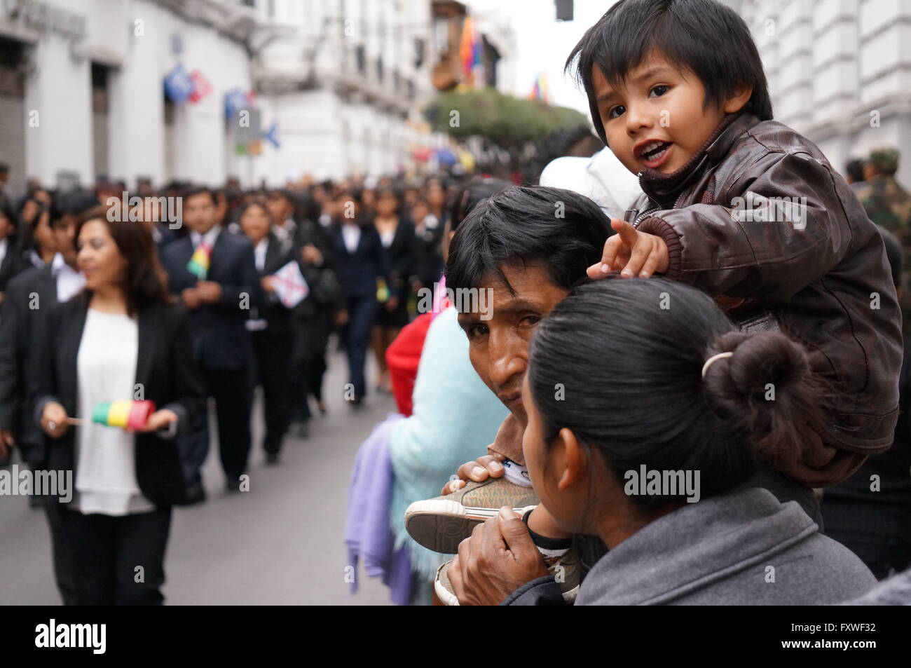 Bolivia - 06/08/2013 - Bolivia / Sucre (Bolivia) / Sucre (Bolivia) - August 6th, corteo per la giornata nazionale a capitale cit Foto Stock
