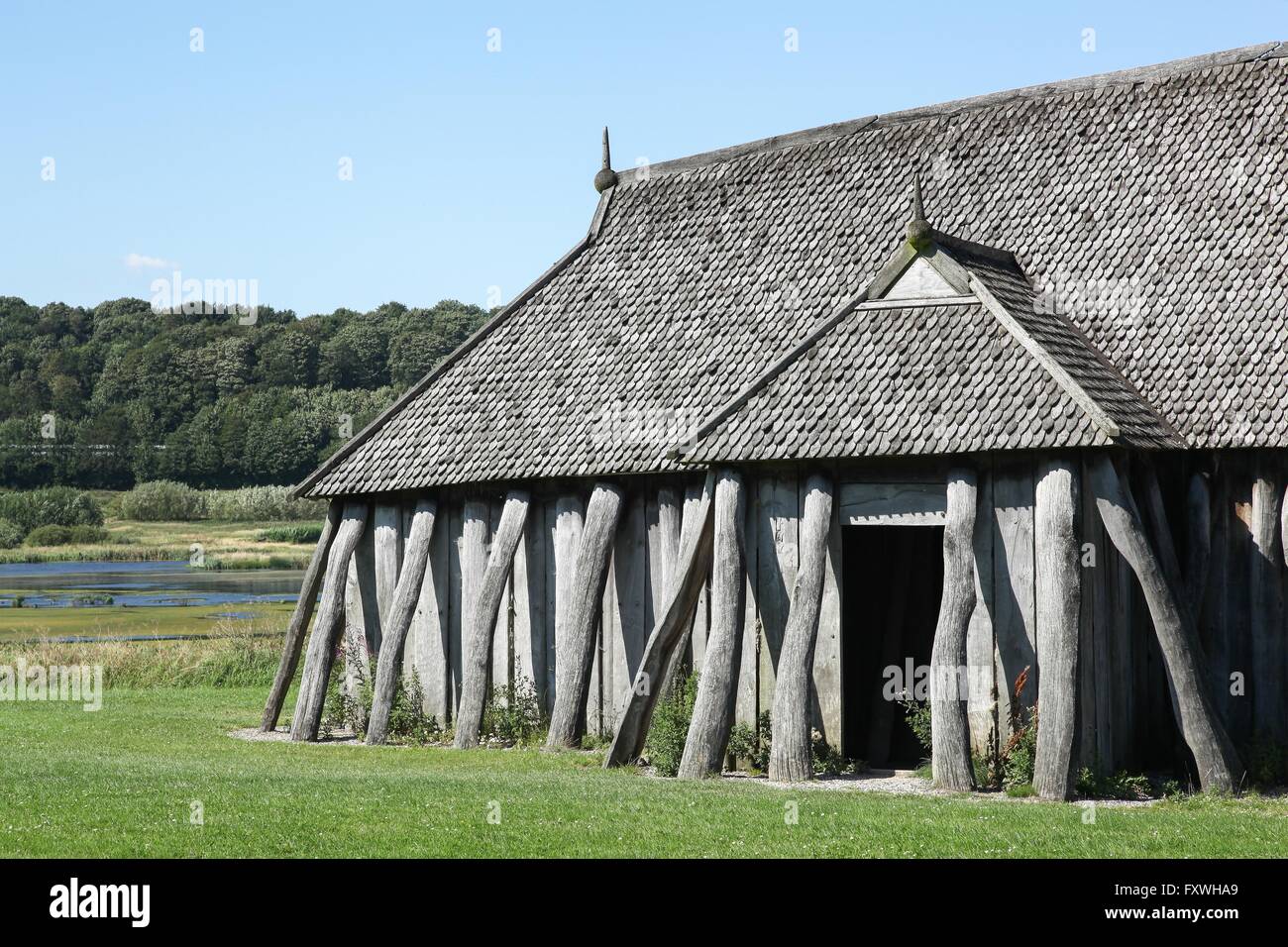 Viking house nella città di Hobro, Danimarca Foto Stock