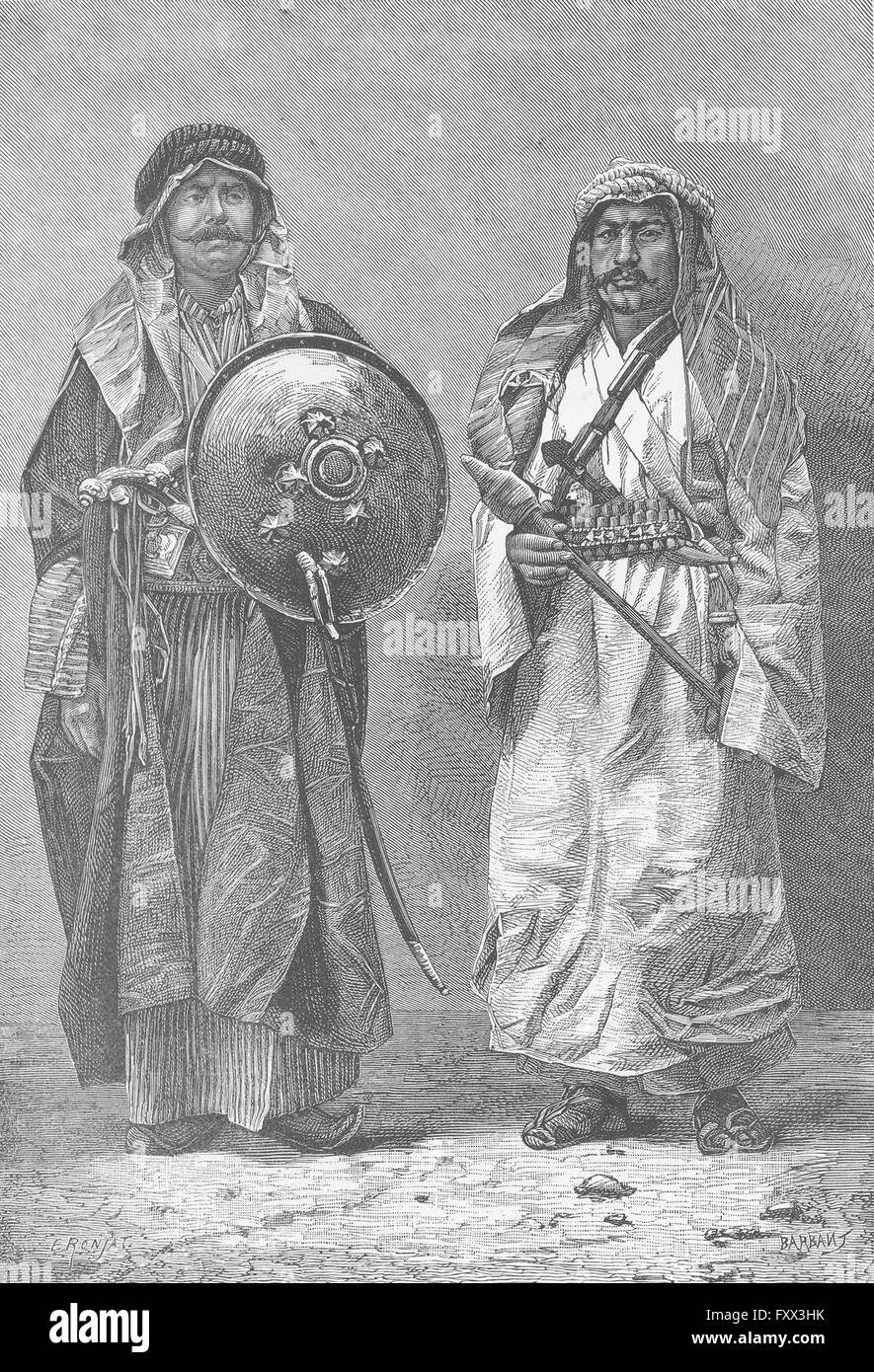 IRAQ: Tipi e costumi-arabi di Bagdad, antica stampa c1885 Foto Stock