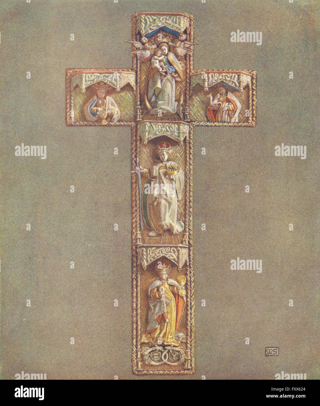 ESZTERGOM: Croce ricamati, Casula, tesoro, antica stampa 1909 Foto Stock