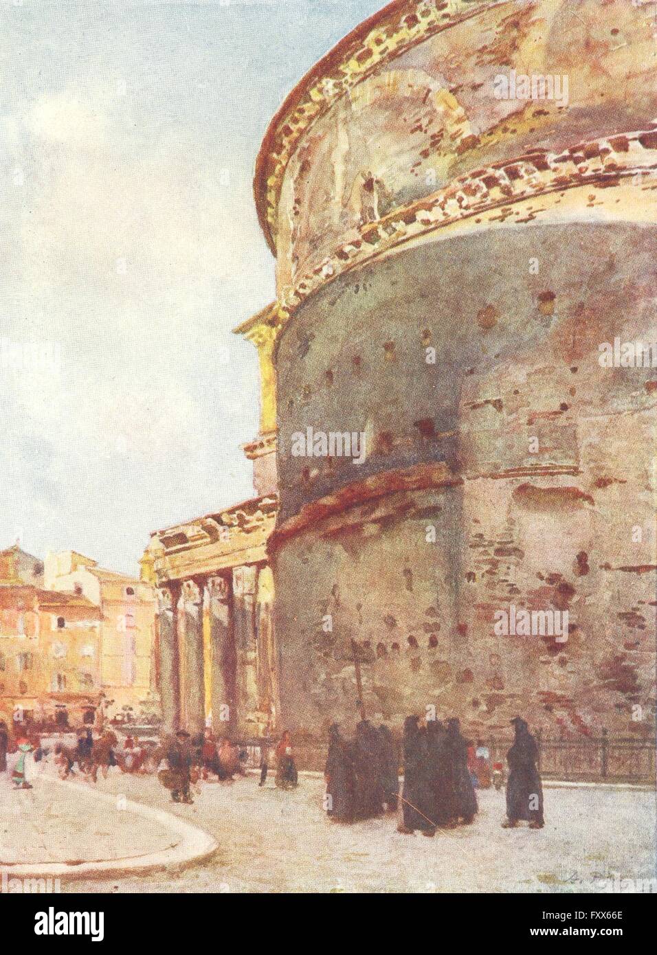 Edifici: Pantheon, una vista di fianco, antica stampa 1905 Foto Stock