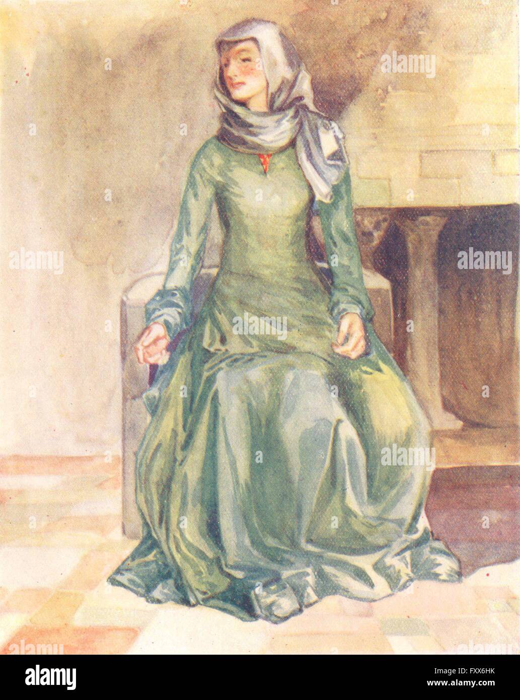 COSTUME: una donna di regnare Guglielmo II 1087-1100, vintage print 1926 Foto Stock