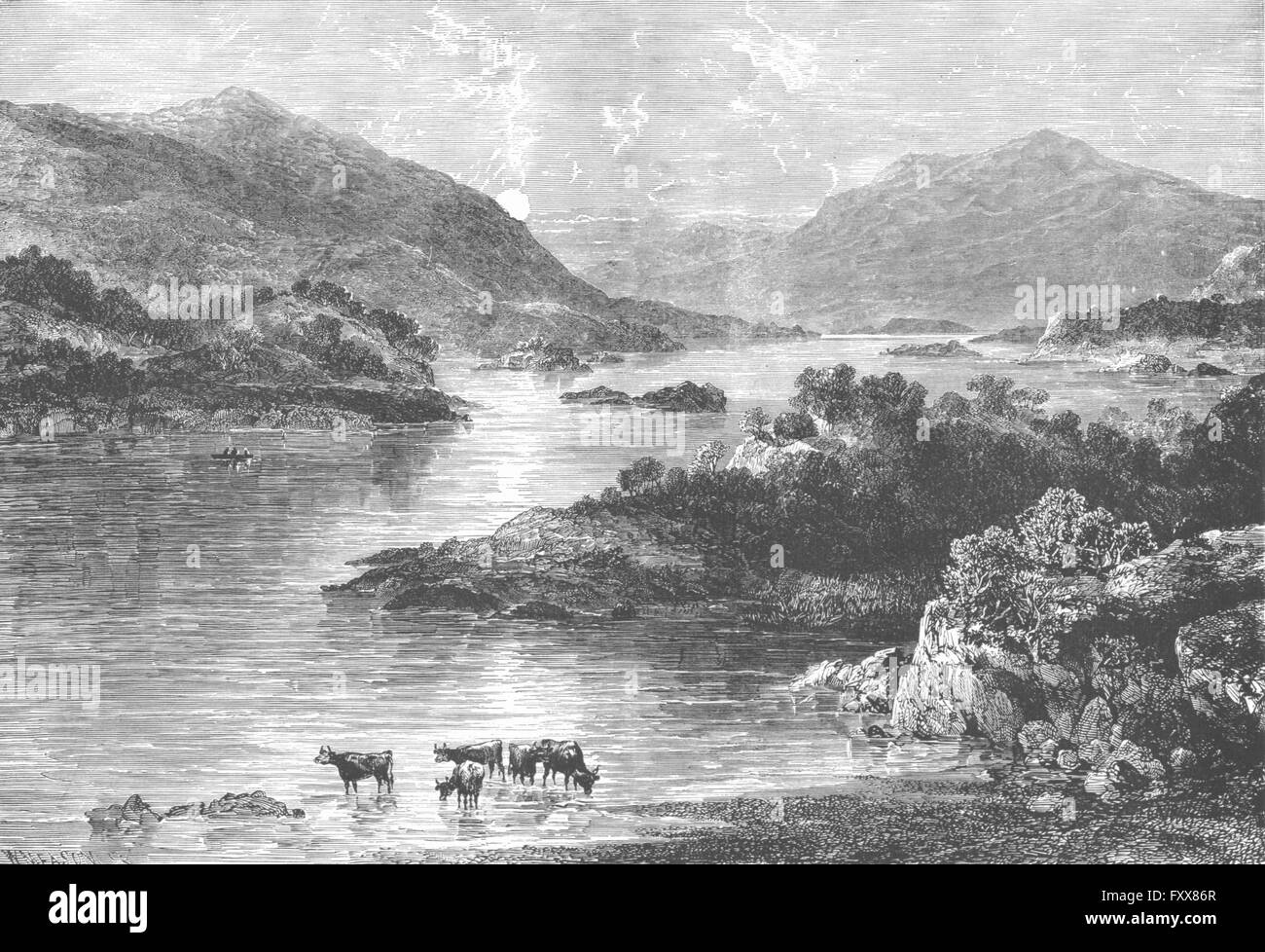 Irlanda: alto lago Killarney, antica stampa 1888 Foto Stock