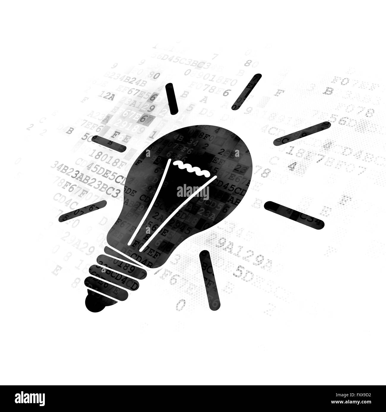 Il concetto di business: Lampadina luce su sfondo digitale Foto Stock