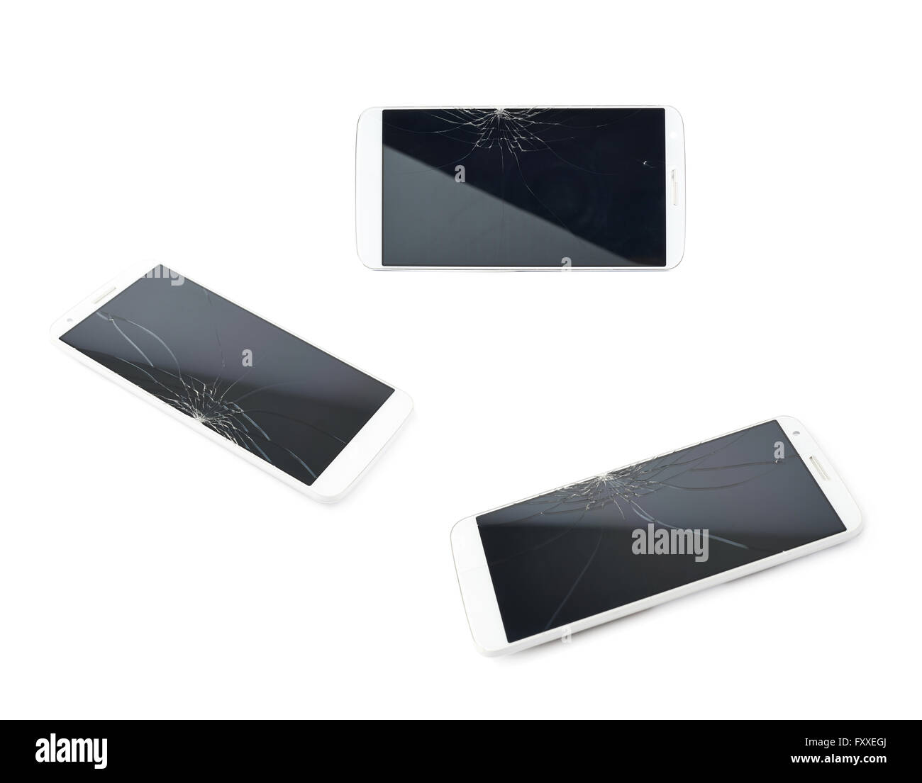 Smart phone con uno schermo rotto Foto Stock