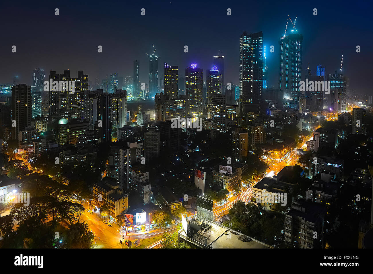 India Mumbai Bombay vista di notte Foto Stock