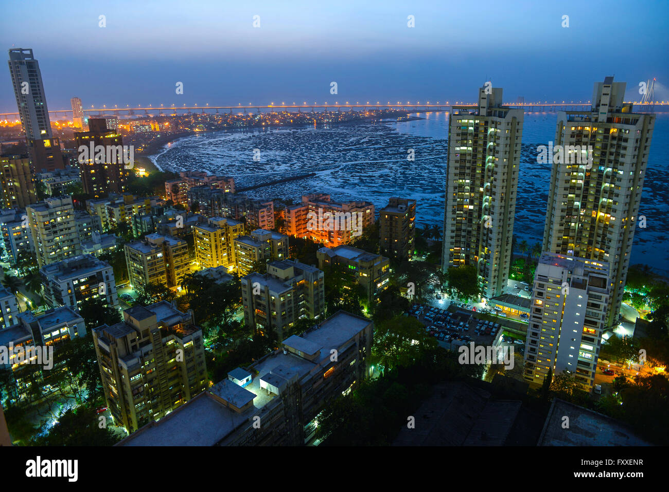 India Mumbai Bombay vista di notte Foto Stock