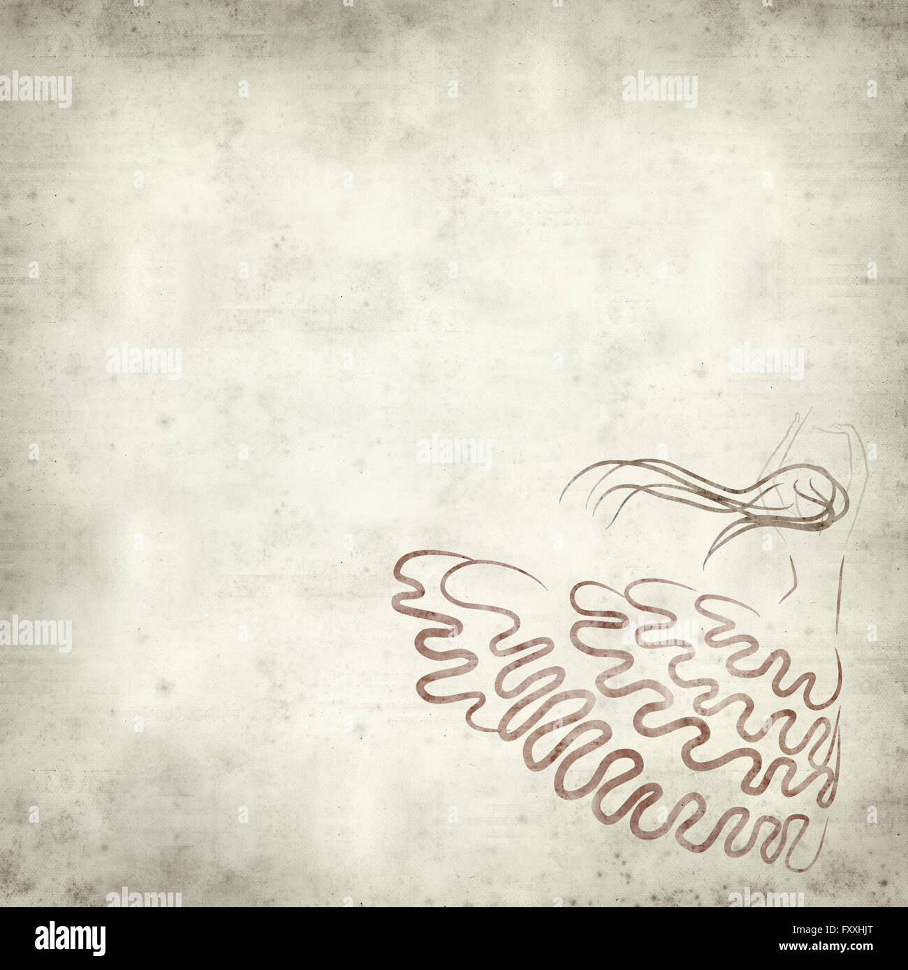 Textured vecchia carta dello sfondo con la ballerina di flamenco illustrazione Foto Stock