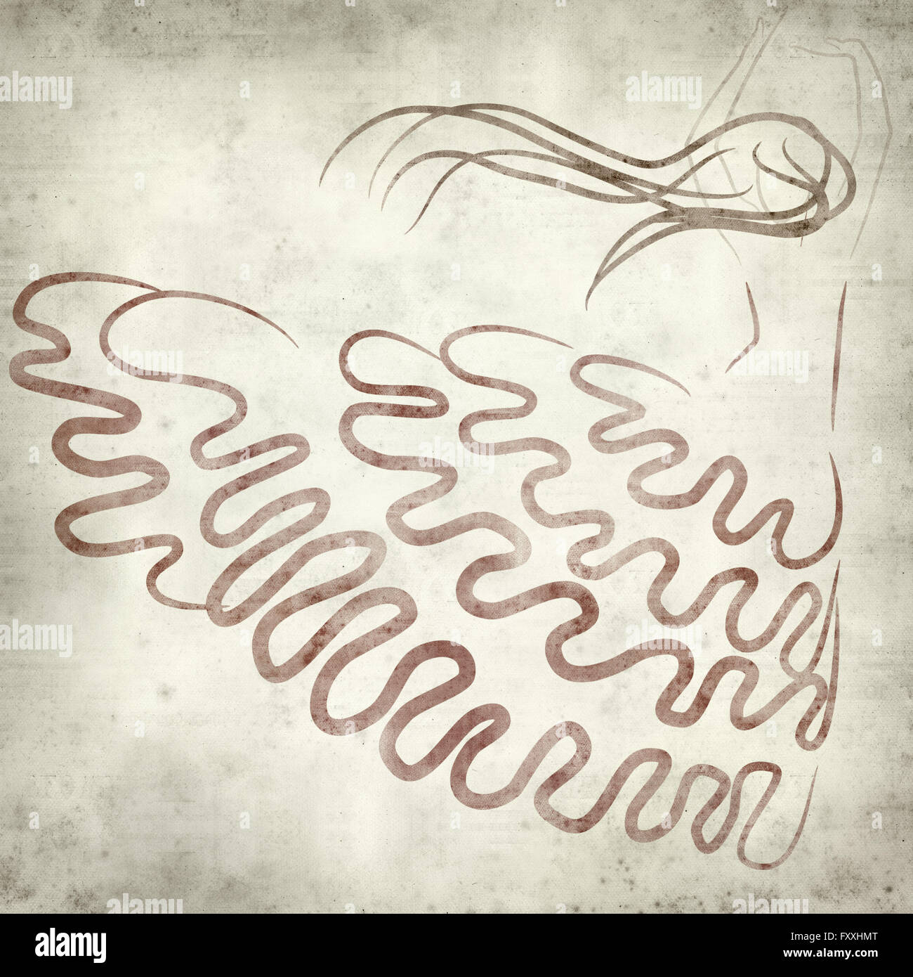 Textured vecchia carta dello sfondo con la ballerina di flamenco illustrazione Foto Stock