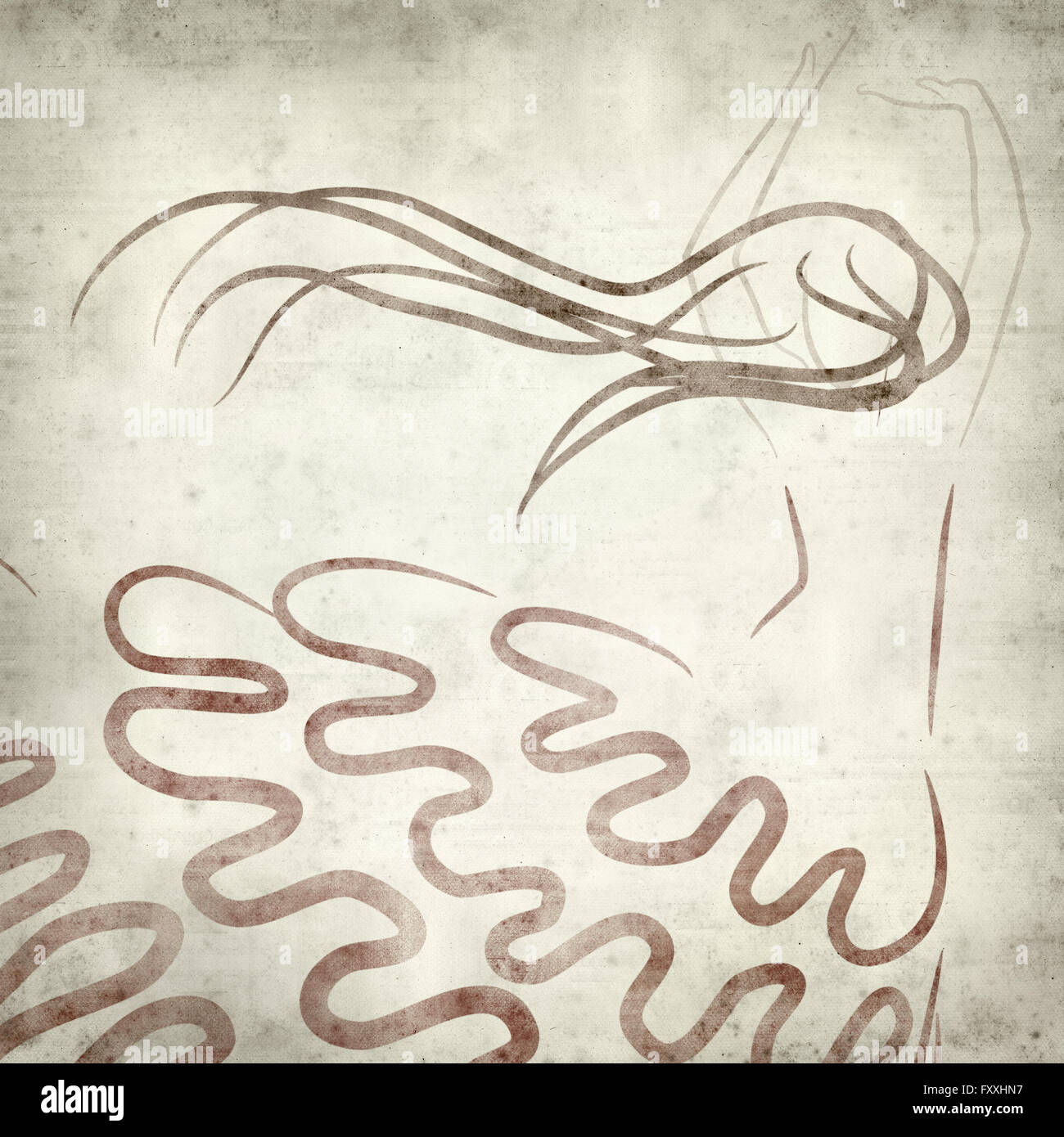 Textured vecchia carta dello sfondo con la ballerina di flamenco illustrazione Foto Stock