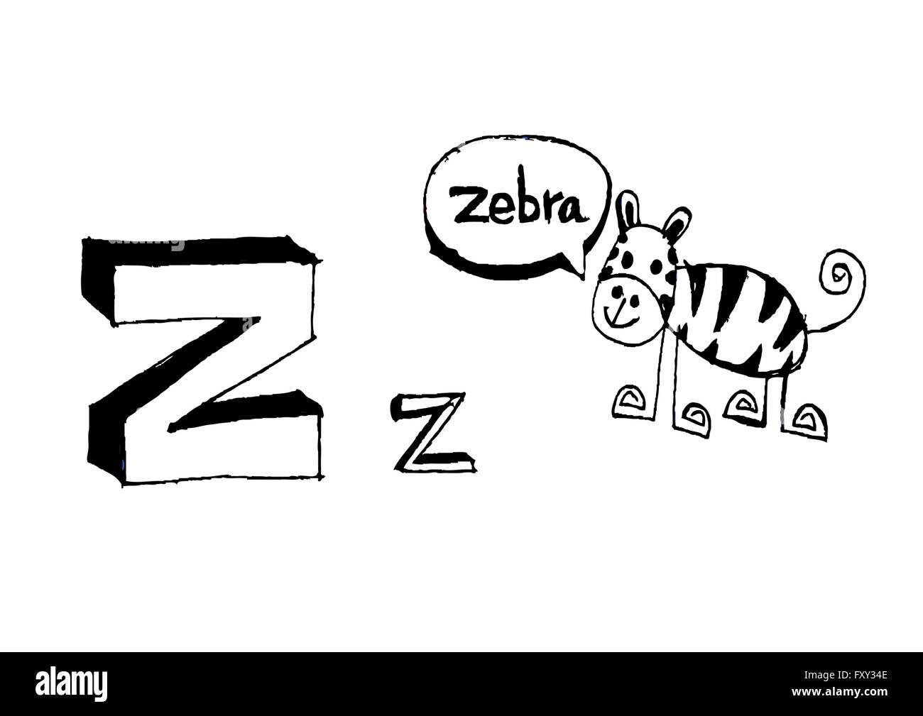 A b c d e f g h i j k l m N O P Q R S T U V W X Y Z cartoon di un font per il testo del disegno a mano le lettere del vettore Illustrazione Vettoriale