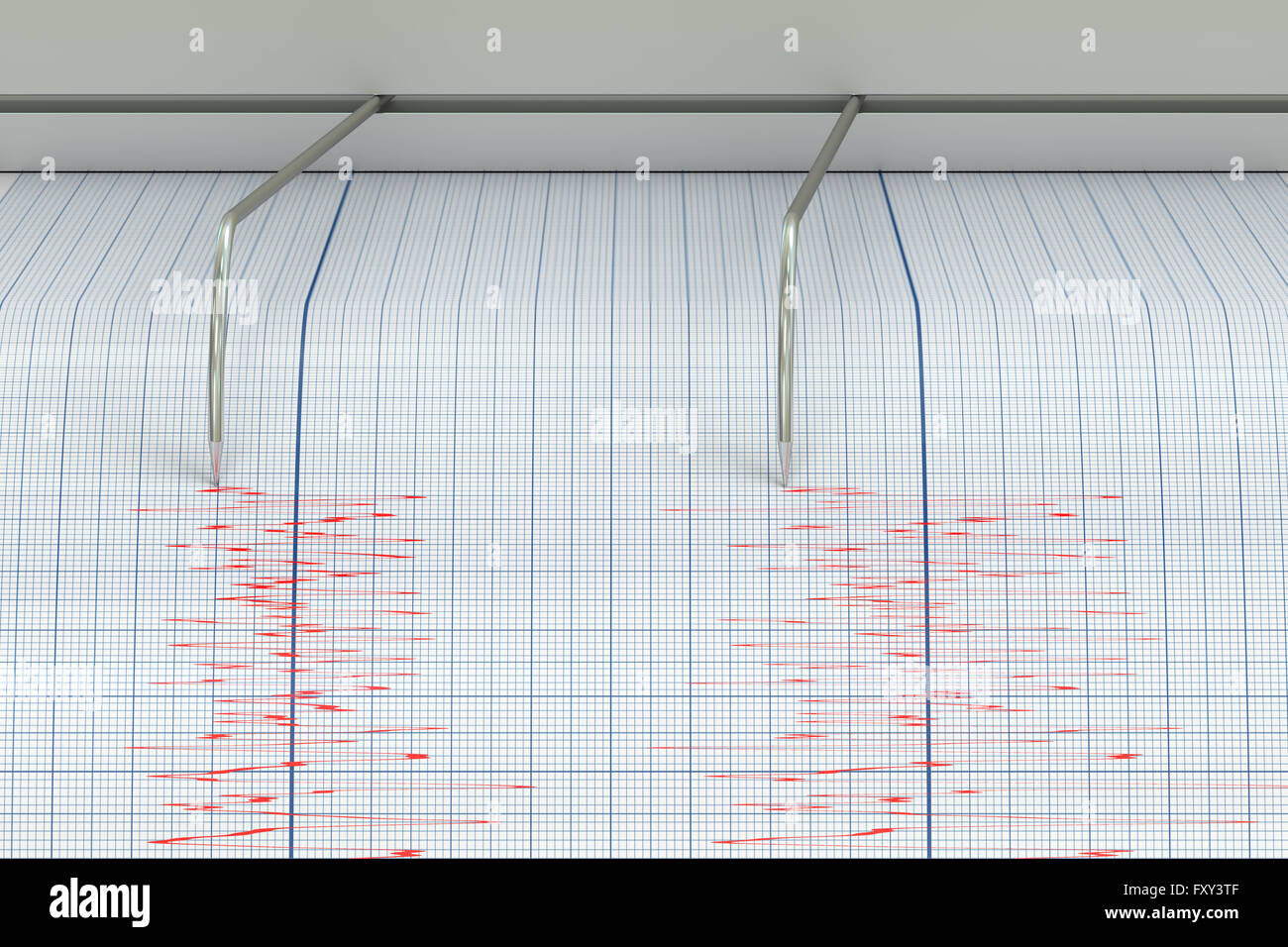 Sismografo terremoto nozione di attività, rendering 3D Foto Stock