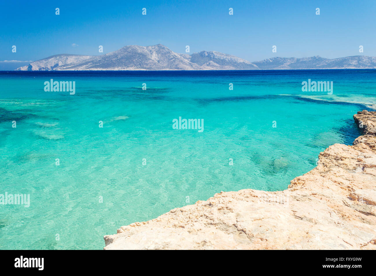 Paradise beach su Koufonissia al largo di Naxos, Cicladi Grecia Foto Stock